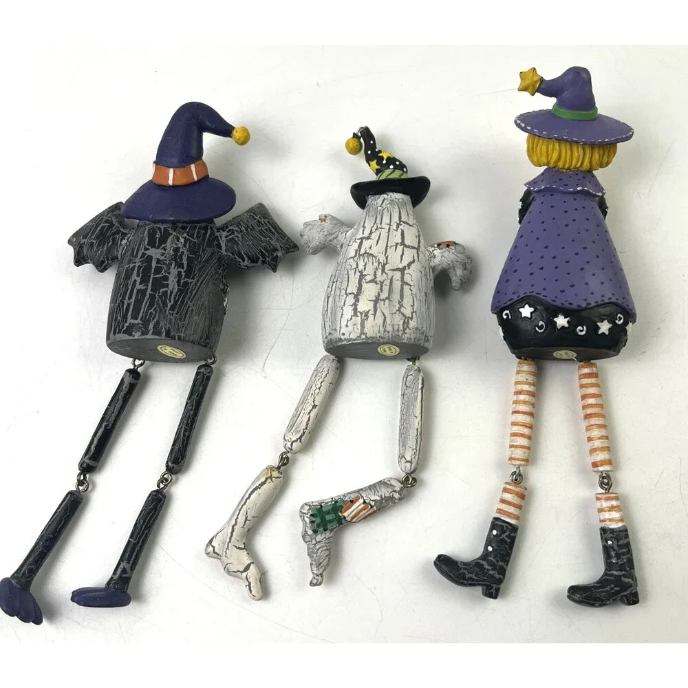 Halloween Dangle Legs Bat/Witch/Ghost Lot Of 3 Decorative Figures